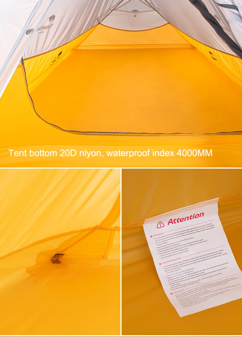 Naturehike Cloud Up 2 People Tent Ultralight 20D Camping Tent Waterproof Outdoor Hiking Travel Backpacking Cycling Fishing Tents