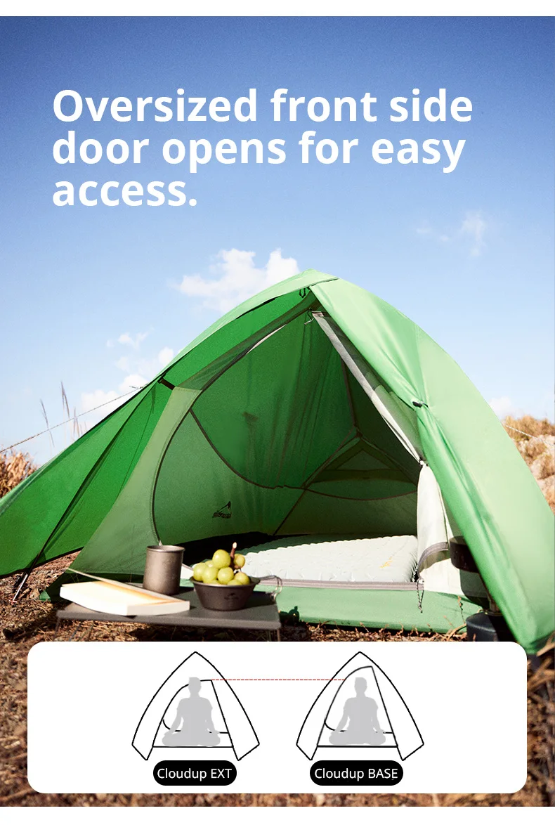 Naturehike Cloud Up 2 People Tent Ultralight 20D Camping Tent Waterproof Outdoor Hiking Travel Backpacking Cycling Fishing Tents
