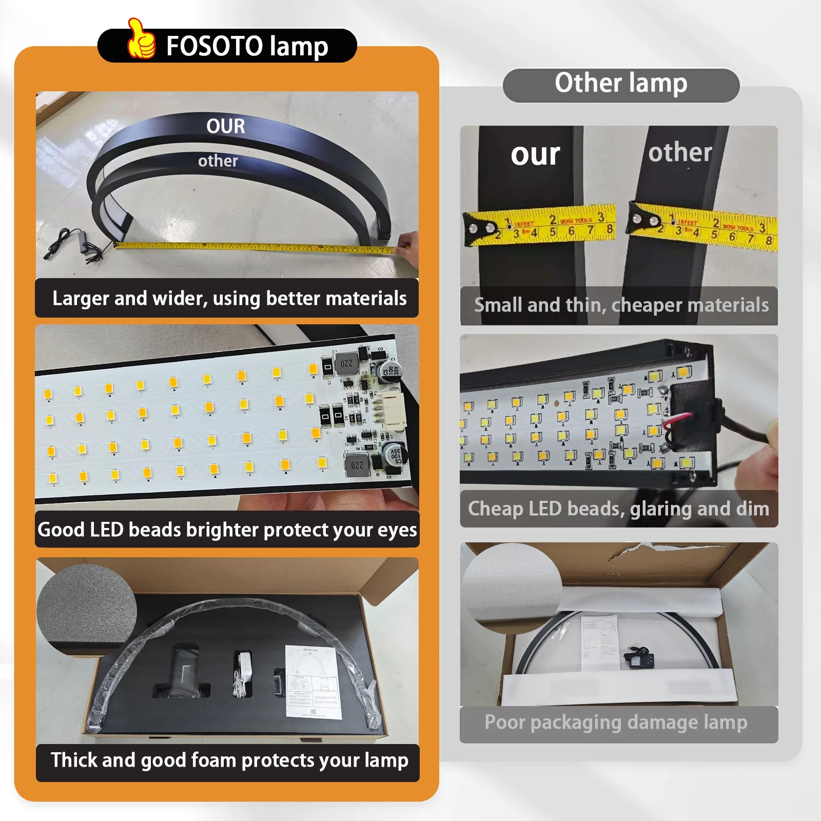 Fosoto 30 Inch 40W Nail Table Lamp with Diamond Ring Manicure Desk Lamp LED Half Moon Light for Nails Art Tattoo Salon Eyelash