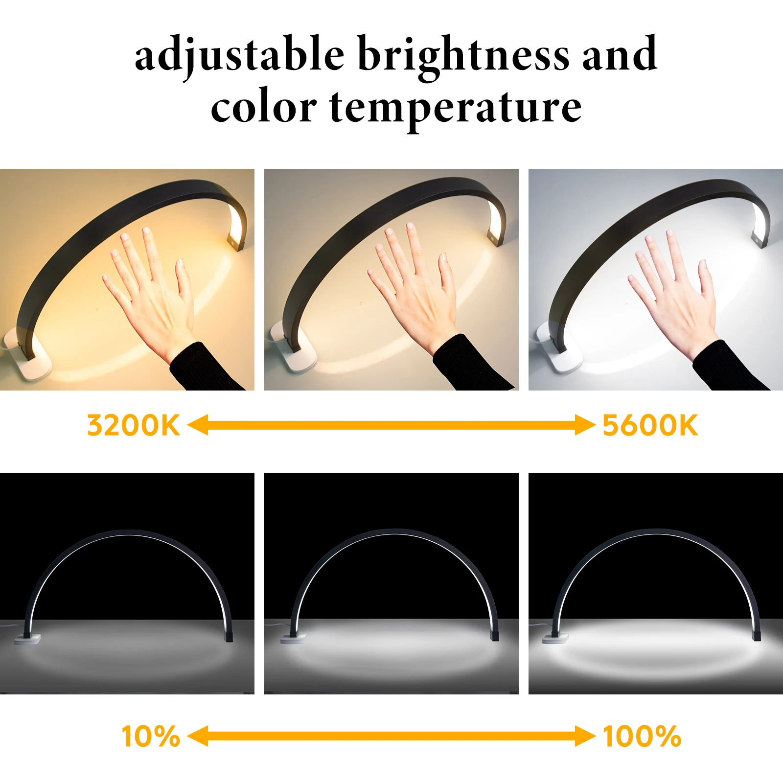 Fosoto 30 Inch 40W Nail Table Lamp with Diamond Ring Manicure Desk Lamp LED Half Moon Light for Nails Art Tattoo Salon Eyelash