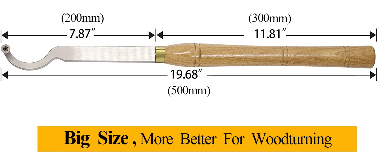 20 Inches Swan Neck Hollower Round 12X2.5mm Carbide Tipped Wood Turning Tools With Solid Wooden Handle For Wood Carpenter
