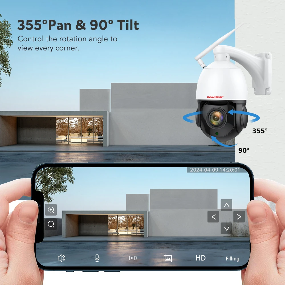 Outdoor IP Camera 8MP 5MP 4G Sim Card WIFI POE AI Auto Tracking 30X Zoom PTZ Speed Dome Two Way Audio IR 80m Surveillance Camera