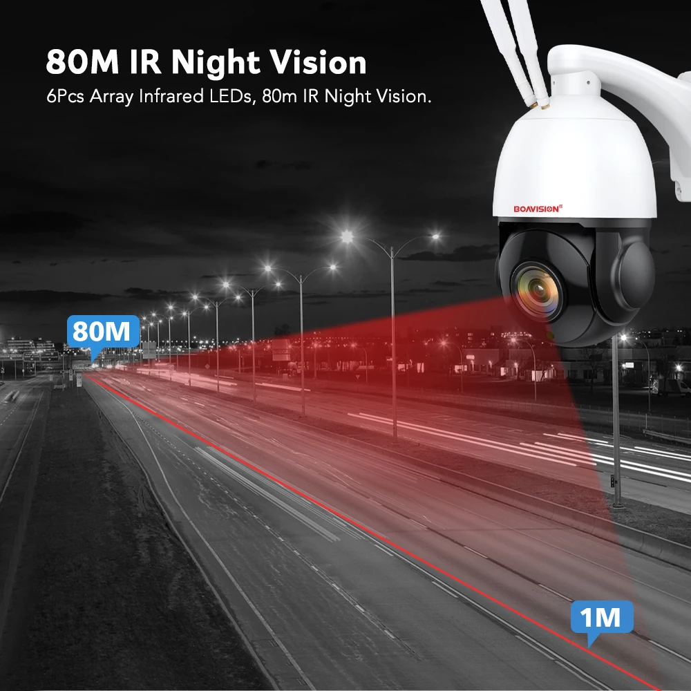 Outdoor IP Camera 8MP 5MP 4G Sim Card WIFI POE AI Auto Tracking 30X Zoom PTZ Speed Dome Two Way Audio IR 80m Surveillance Camera