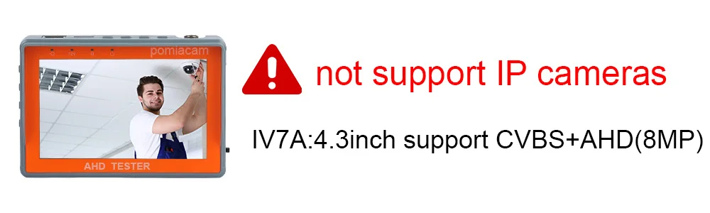 Portable CCTV Tester IV8W 8MP AHD/CVI/TVI Mini Monitor Cameras Tester HDMI VGA Input Video Cable Security Camera Tester