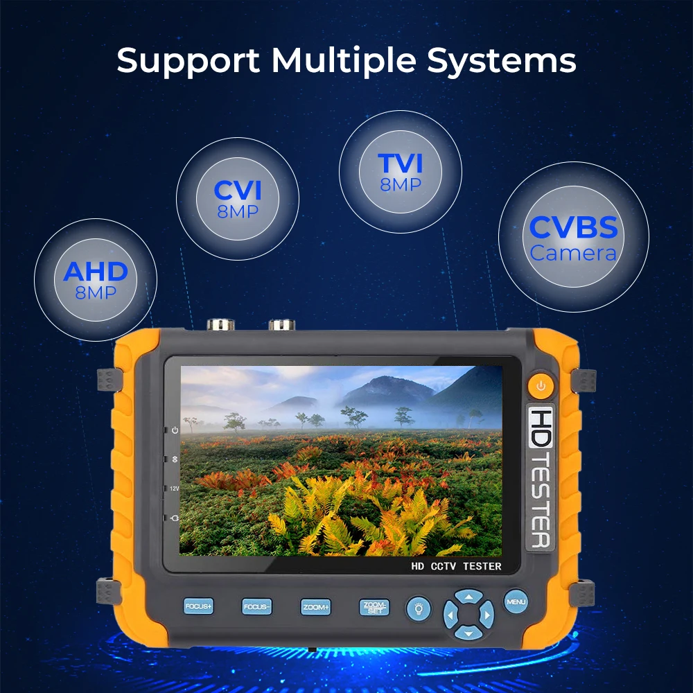 Portable CCTV Tester IV8W 8MP AHD/CVI/TVI Mini Monitor Cameras Tester HDMI VGA Input Video Cable Security Camera Tester