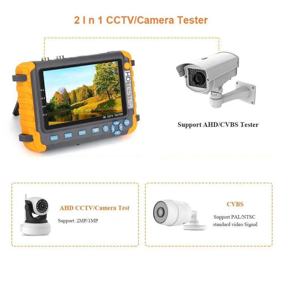 Portable CCTV Tester IV8W 8MP AHD/CVI/TVI Mini Monitor Cameras Tester HDMI VGA Input Video Cable Security Camera Tester