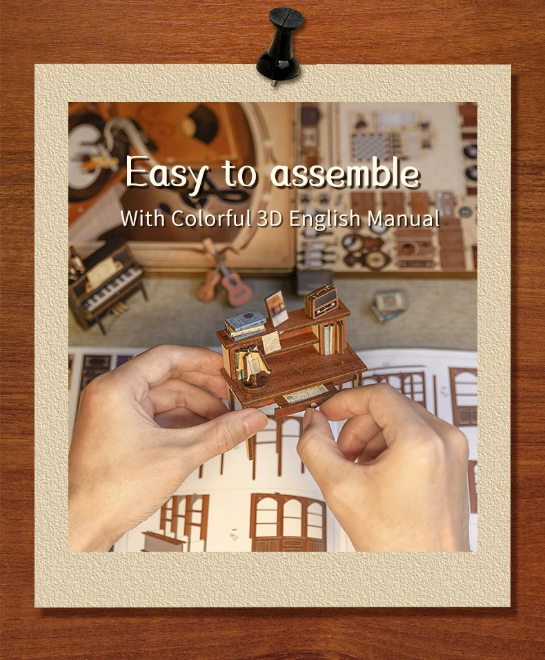 CUTEBEE Puzzle 3D DIY Book Nook Kit Wooden Bookend with Touch Light Secret Rhythm Music Booknook Building Decoration Model Gift