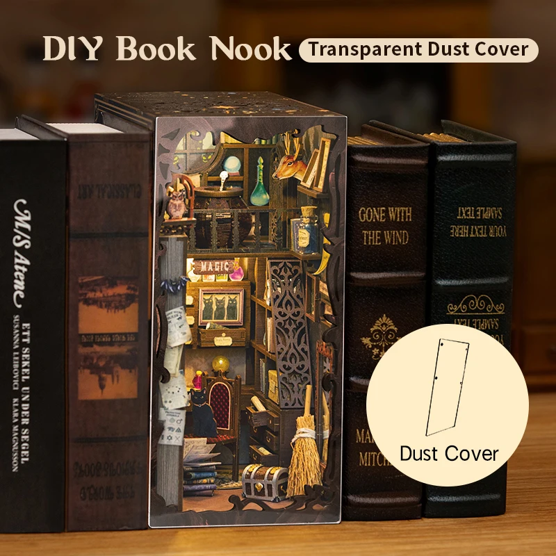 CUTEBEE Puzzle 3D DIY Book Nook Kit Wooden Bookend with Touch Light Secret Rhythm Music Booknook Building Decoration Model Gift
