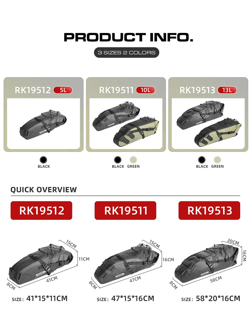 Rhinowalk Bicycle Saddle Bag 5L-13L Waterproof Large Capacity Foldable Tail Back Rear Bag Reflective Cycling MTB Trunk Pannier