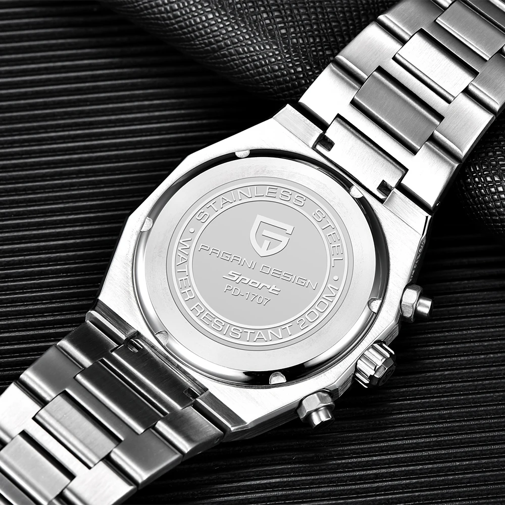 PAGANI Design 2025 New Men Quartz Watch VK63 Sapphire Crystal Luminous Stainless Steel PD1707 200m Waterproof Reloj Hombre