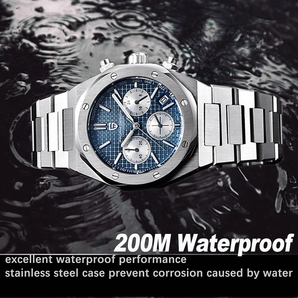 PAGANI Design 2025 New Men Quartz Watch VK63 Sapphire Crystal Luminous Stainless Steel PD1707 200m Waterproof Reloj Hombre