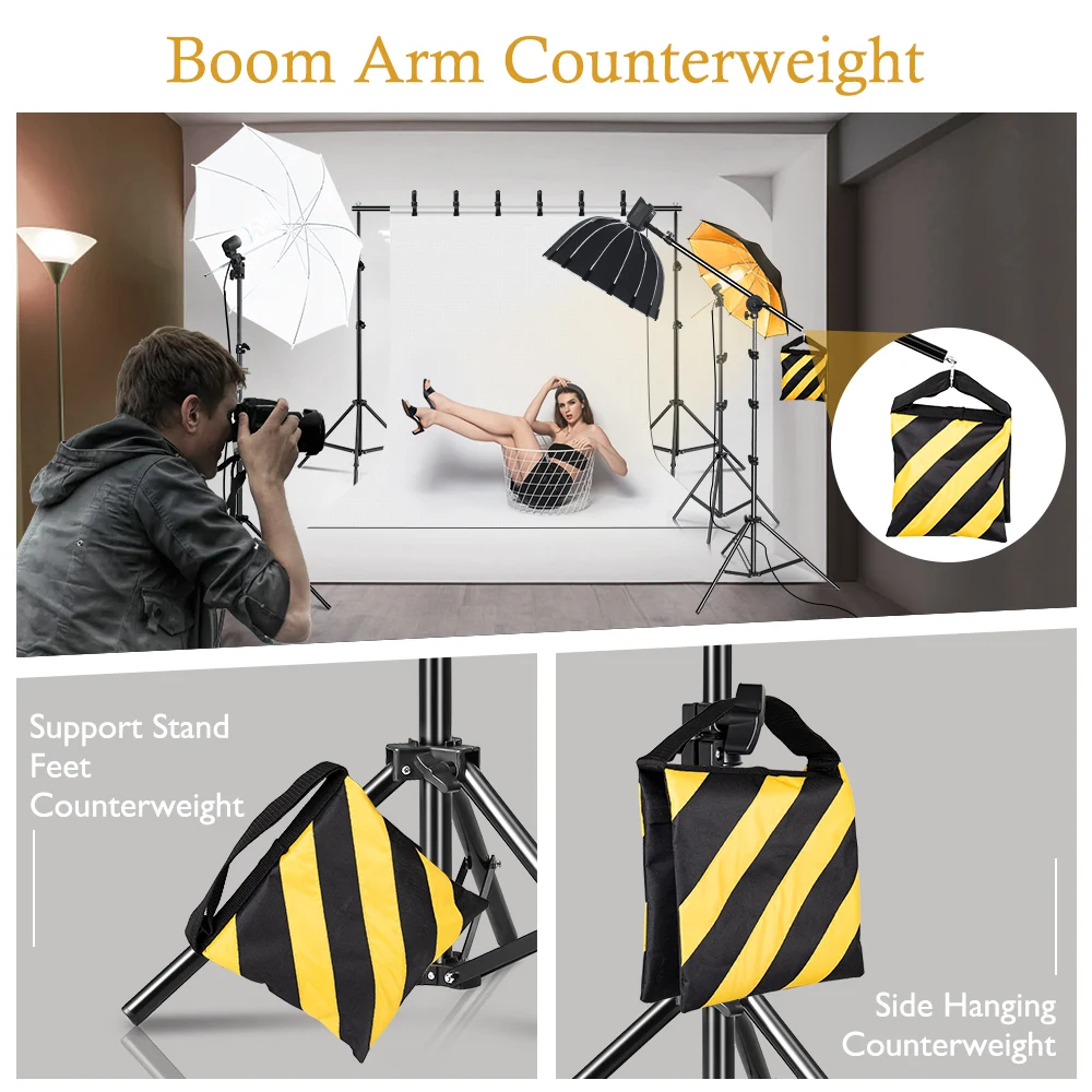 Photography Black Sandbags Use For Background Backdrop Stand,Photo Studio Boom Arm Cantilever Light Tripod,Heavy Duty Sand Bag