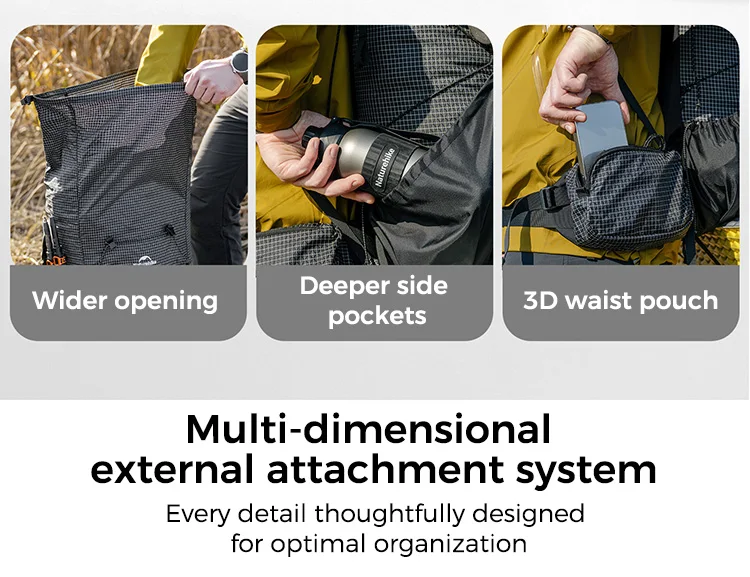 Naturehike Backpack Rock 2.0 Outdoor Men's Women's Hiking Backpack Large Capacity 60+5L Waterproof Climbing Travel Backpack
