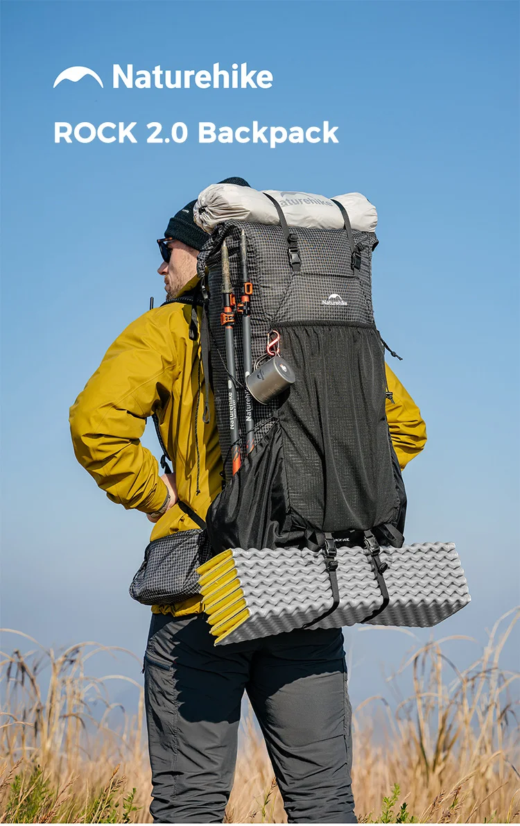 Naturehike Backpack Rock 2.0 Outdoor Men's Women's Hiking Backpack Large Capacity 60+5L Waterproof Climbing Travel Backpack