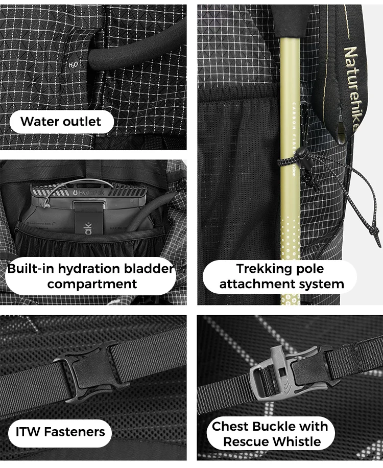 Naturehike Backpack Rock 2.0 Outdoor Men's Women's Hiking Backpack Large Capacity 60+5L Waterproof Climbing Travel Backpack