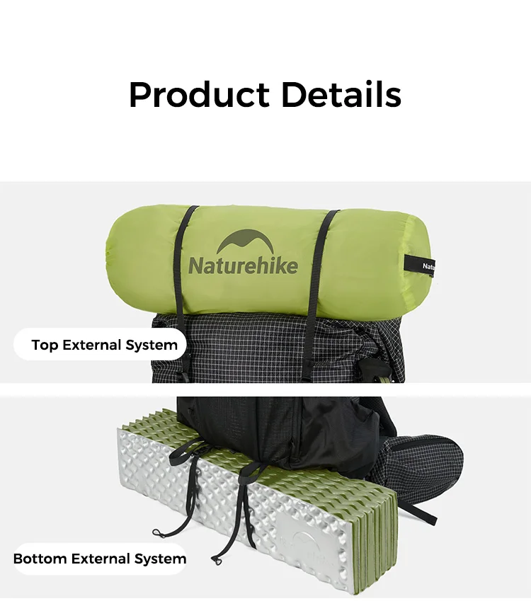 Naturehike Backpack Rock 2.0 Outdoor Men's Women's Hiking Backpack Large Capacity 60+5L Waterproof Climbing Travel Backpack