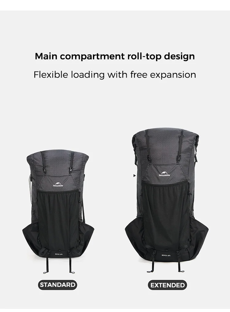 Naturehike Backpack Rock 2.0 Outdoor Men's Women's Hiking Backpack Large Capacity 60+5L Waterproof Climbing Travel Backpack