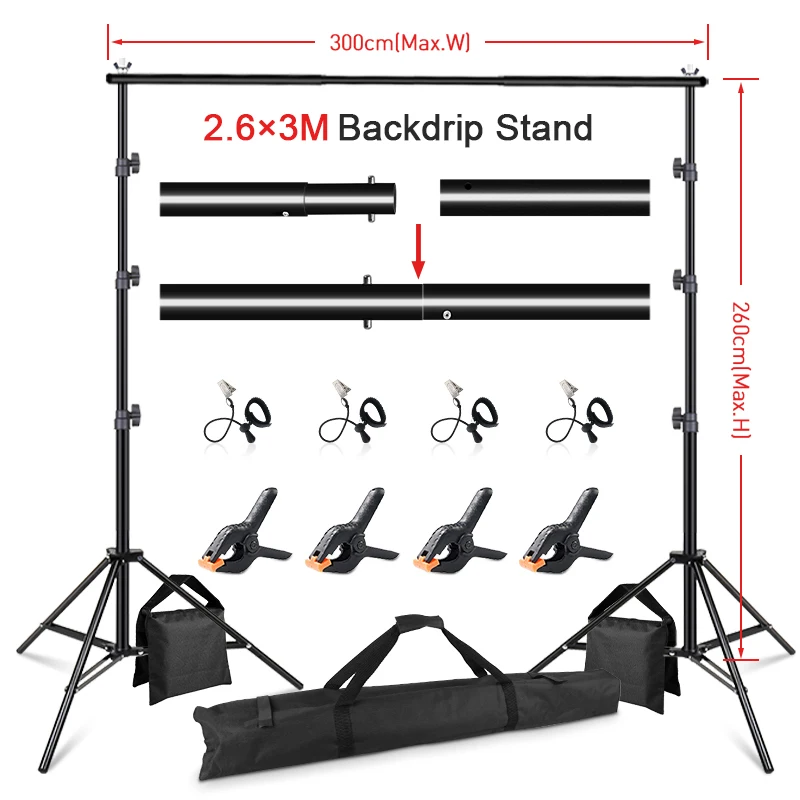 Professional Background Stand 2/2.6x3m Aluminum Alloy Studio Photo Frame Backdrop Stands Support System Photography Accessories