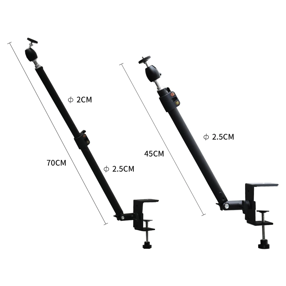 Desktop Clip Tripod Standing Desk Monitor with 1/4" Ball Head Table Fixture Ring Light Adjustable Bracket Stand DSLR Camera