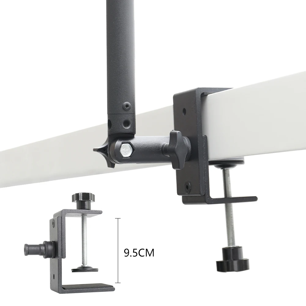 Desktop Clip Tripod Standing Desk Monitor with 1/4" Ball Head Table Fixture Ring Light Adjustable Bracket Stand DSLR Camera