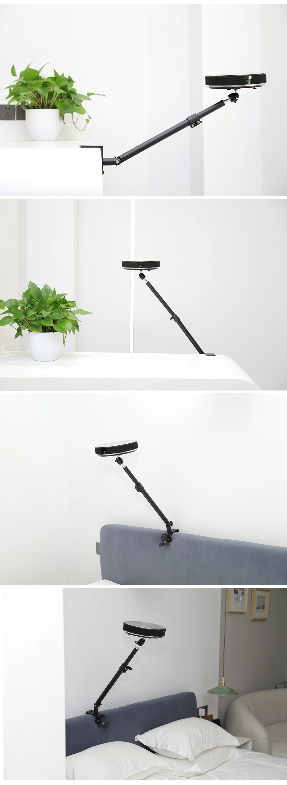 Desktop Clip Tripod Standing Desk Monitor with 1/4" Ball Head Table Fixture Ring Light Adjustable Bracket Stand DSLR Camera