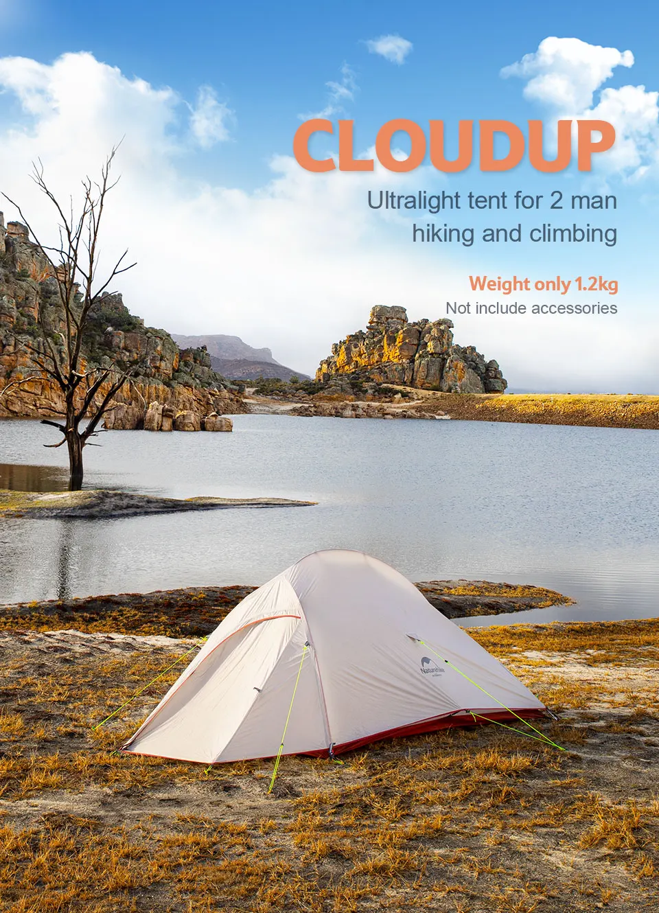 Naturehike Upgraded Cloud Up 3 Person Tent Outdoor Camping Tent Ultralight Waterproof Tent Free Standing Hiking Backpacking Tent