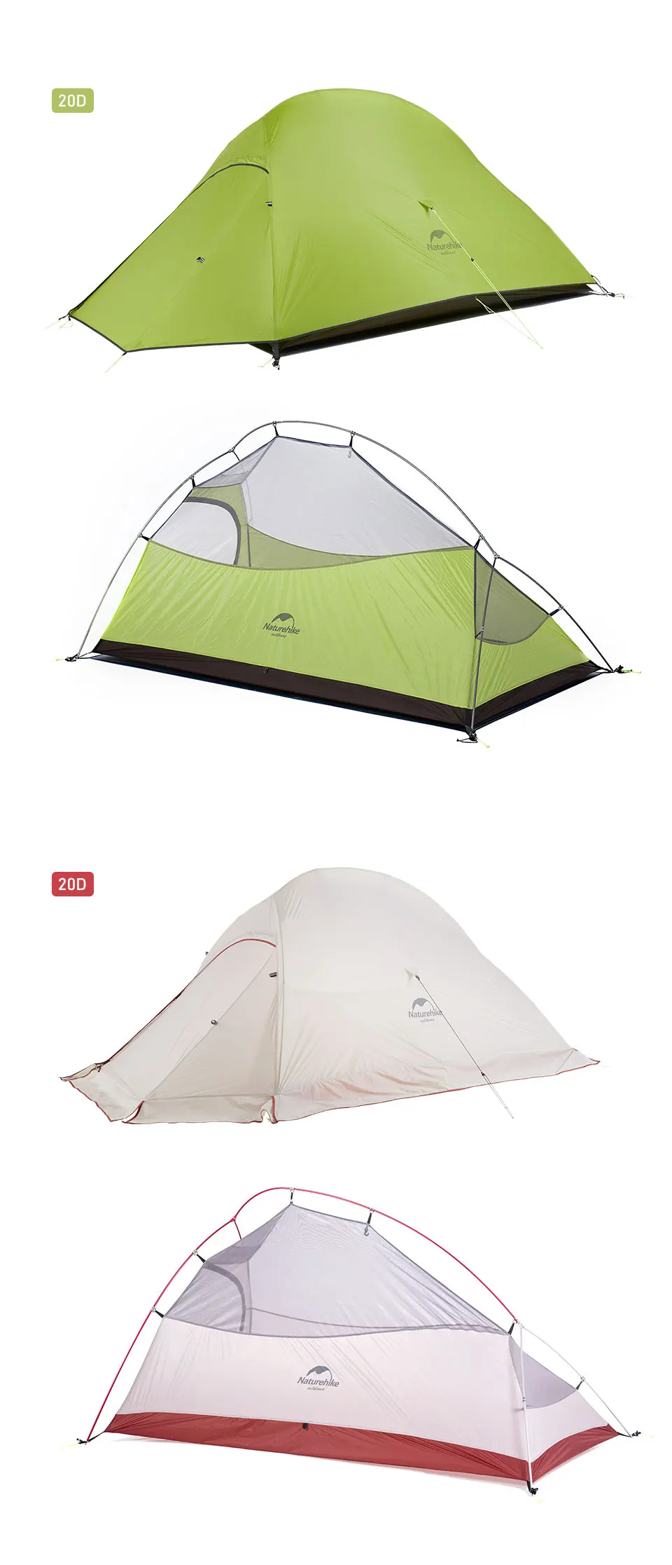 Naturehike Upgraded Cloud Up 3 Person Tent Outdoor Camping Tent Ultralight Waterproof Tent Free Standing Hiking Backpacking Tent
