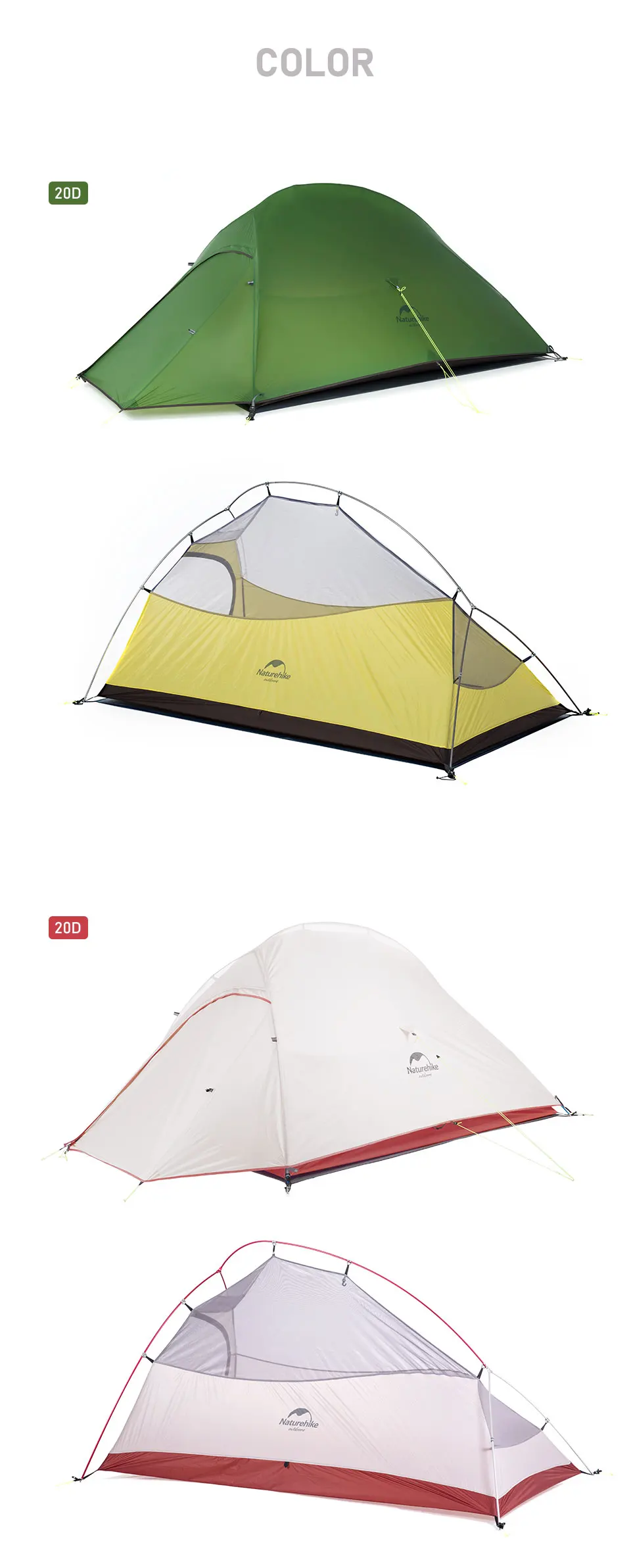 Naturehike Upgraded Cloud Up 3 Person Tent Outdoor Camping Tent Ultralight Waterproof Tent Free Standing Hiking Backpacking Tent