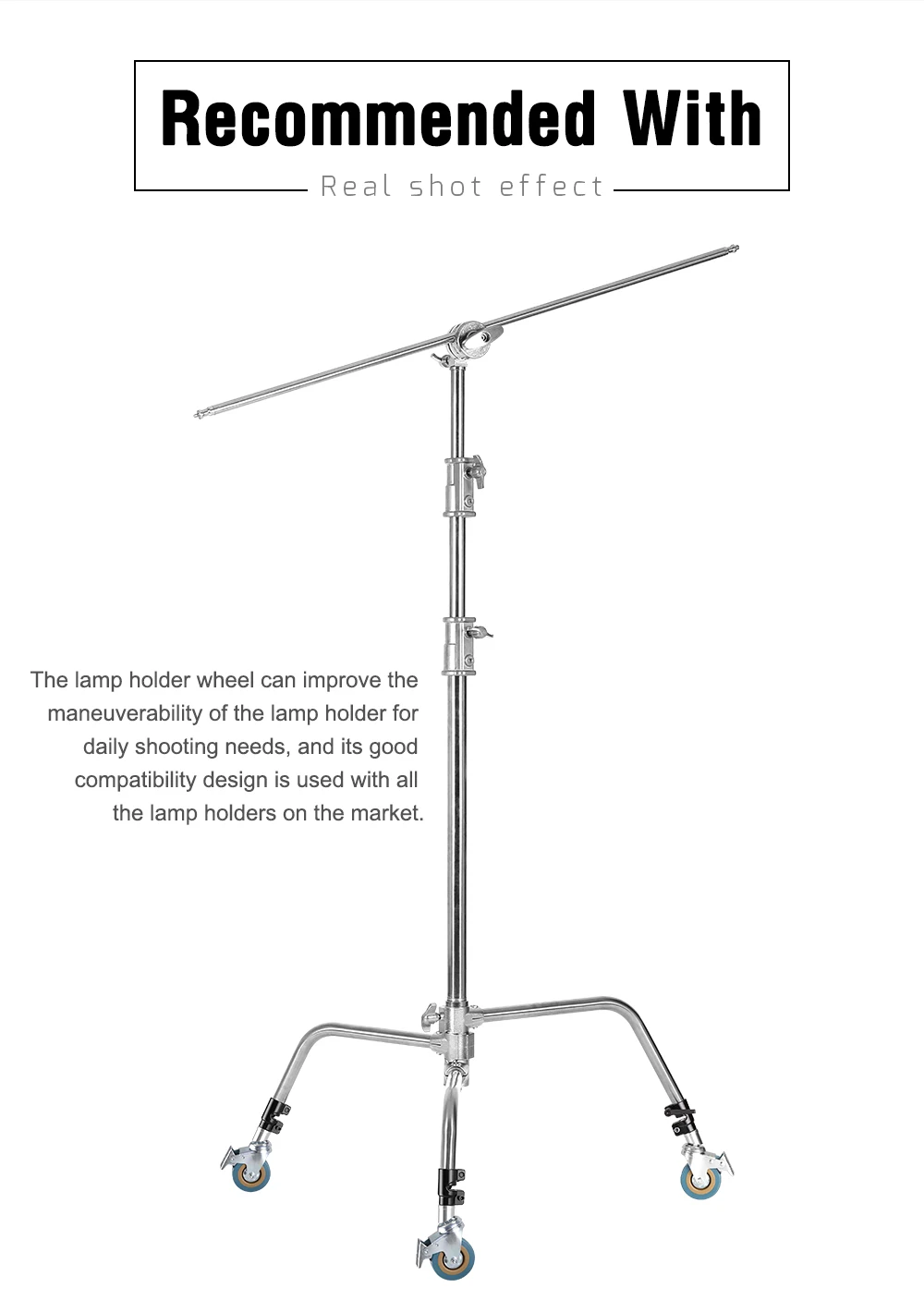 2.6M/8.5FT Stainless Steel Century Foldable Light Stand Tripod Magic Leg Photography C-Stand For Spot Light,Softbox,Photo Studio