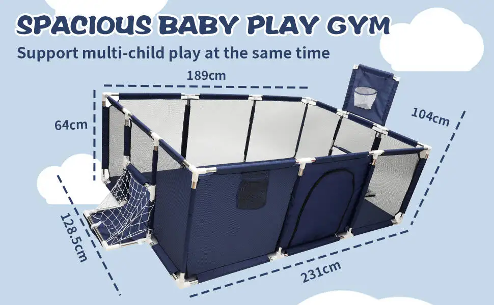 IMBABY Baby Playpens With Basketball Frame Corralito for Babies Indoor Baby Playground Multifunctional Playpen for Children