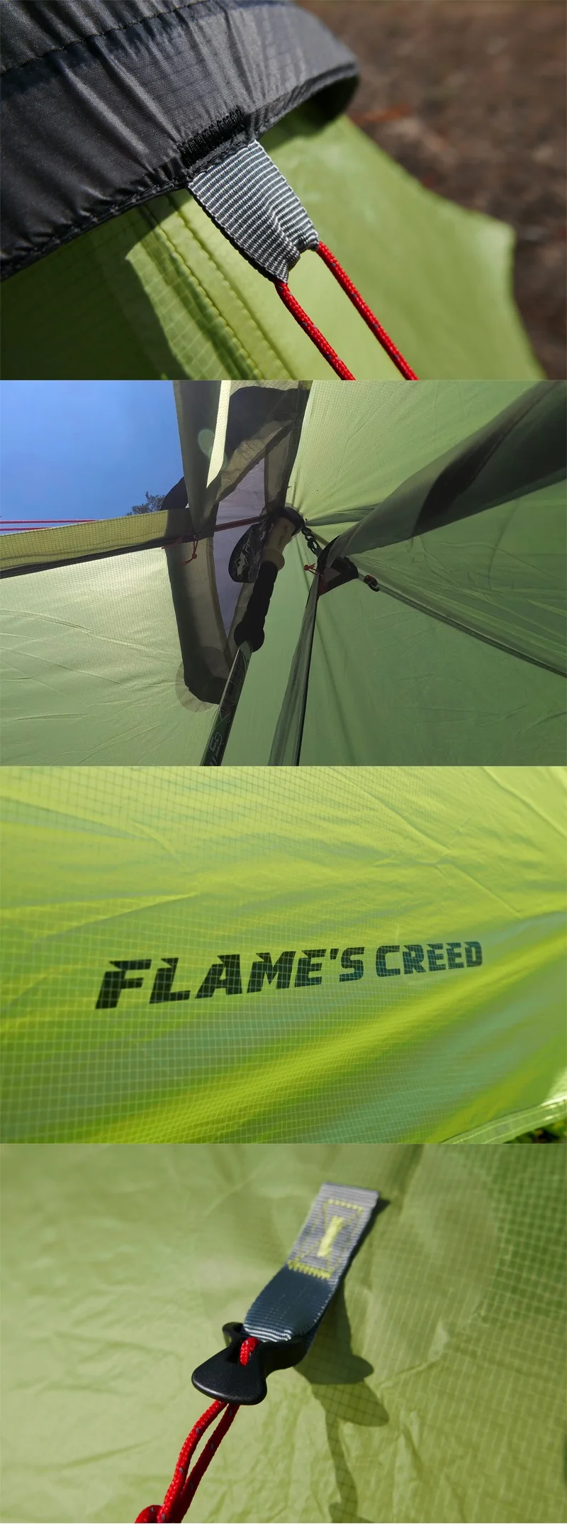 2027 FLAME'S CREED LanShan 2 Person Outdoor Ultralight Camping Tent 3 Season Professional 15D Silnylon Rodless Tent
