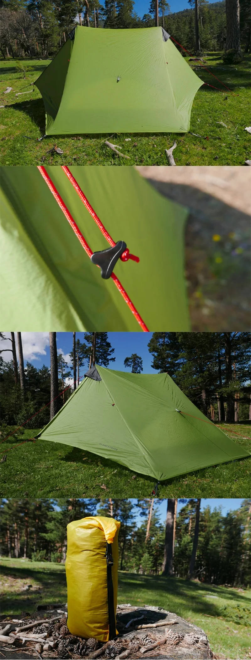 2027 FLAME'S CREED LanShan 2 Person Outdoor Ultralight Camping Tent 3 Season Professional 15D Silnylon Rodless Tent