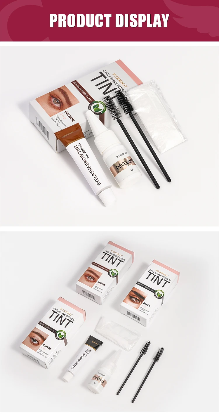 ICONSIGN Eyelash Tint Eyebrow Tint Kit Waterproof 15 Mins Fast Dye Brow Enhance Brow Dye Lash Can Keep Long Lasting Makeup Tools