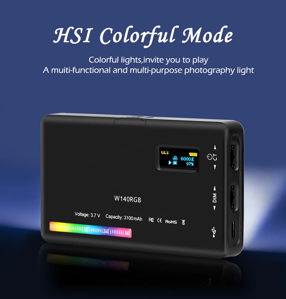 SH W140 RGB Video Light 2500-9000K 3100mAh LED Camera Light With Diffuser Effect Vlog Fill Light Photography Lighting
