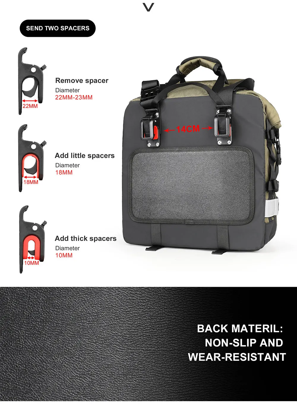 Rhinowalk Motorcycle Saddlebag 20L Travel Motor Side Luggage Universal Motorbike Waterproof Removable Inner Bag Pannier 1 Piece