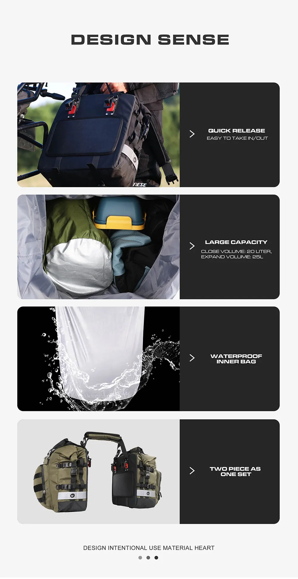 Rhinowalk Motorcycle Saddlebag 20L Travel Motor Side Luggage Universal Motorbike Waterproof Removable Inner Bag Pannier 1 Piece