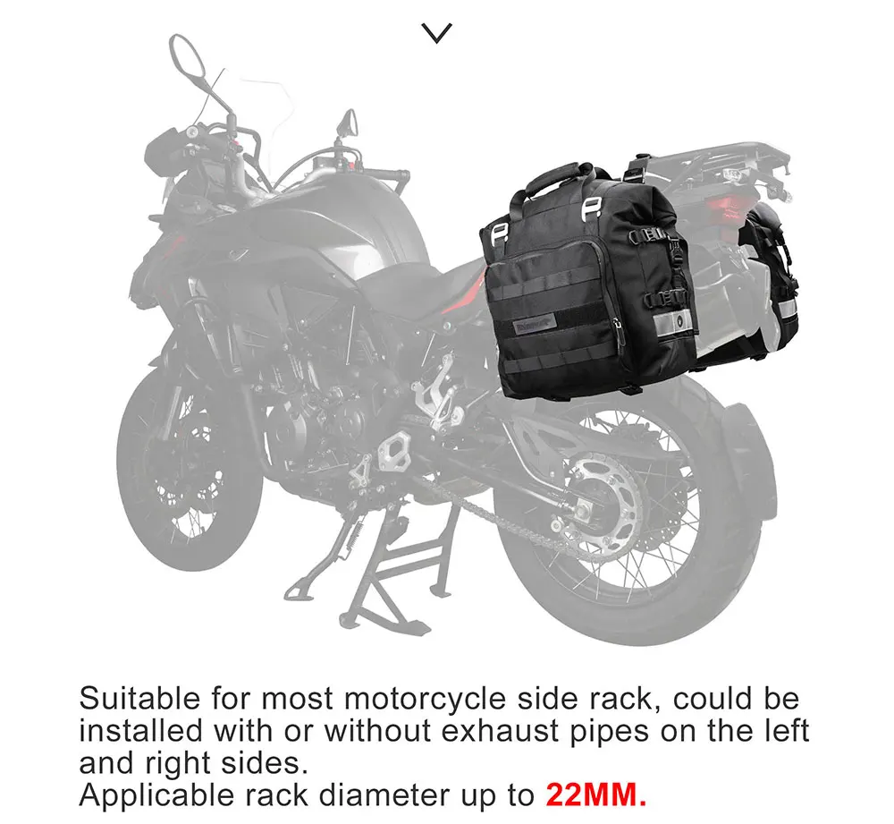 Rhinowalk Motorcycle Saddlebag 20L Travel Motor Side Luggage Universal Motorbike Waterproof Removable Inner Bag Pannier 1 Piece