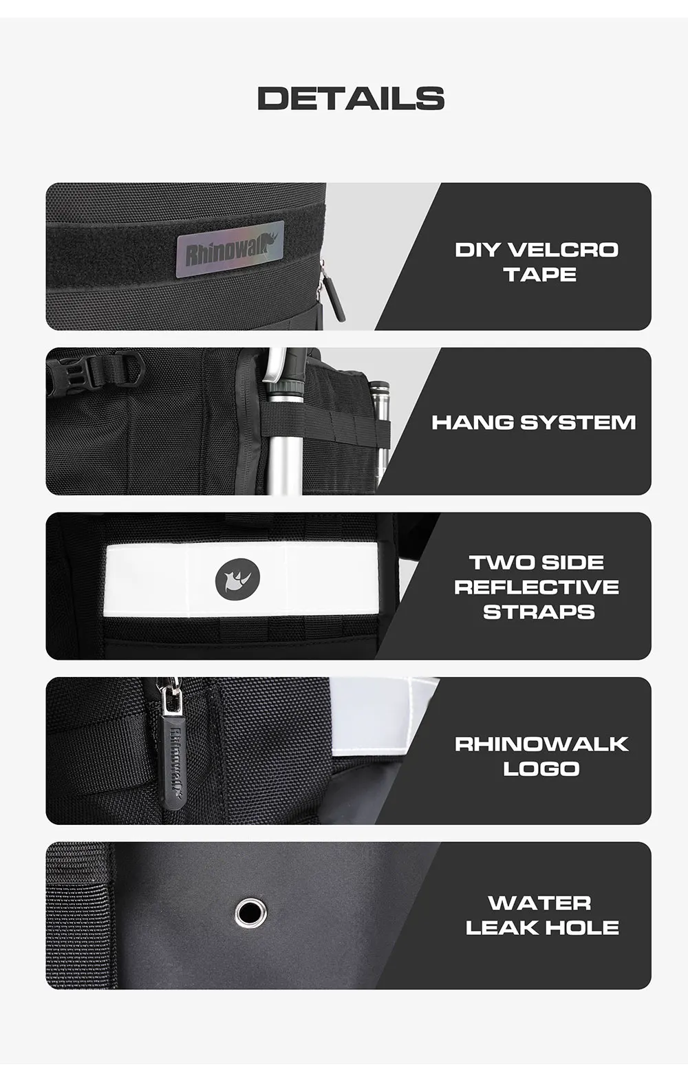 Rhinowalk Motorcycle Saddlebag 20L Travel Motor Side Luggage Universal Motorbike Waterproof Removable Inner Bag Pannier 1 Piece