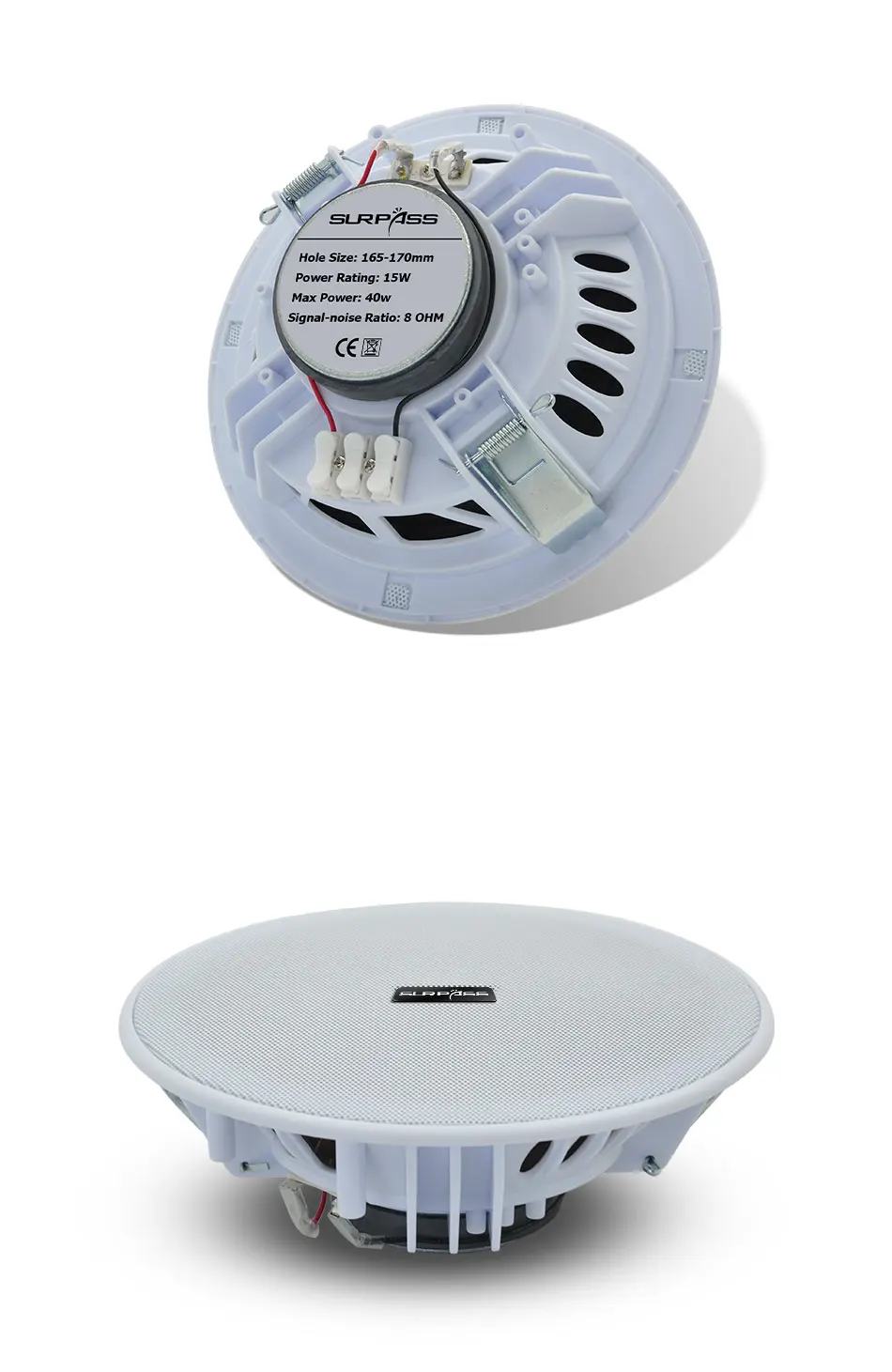 15W PA Sound System 6inch Home Passive In-ceiling Speaker HiFi Recessed Full Range Music Loudspeaker for Hotel Office Gym House
