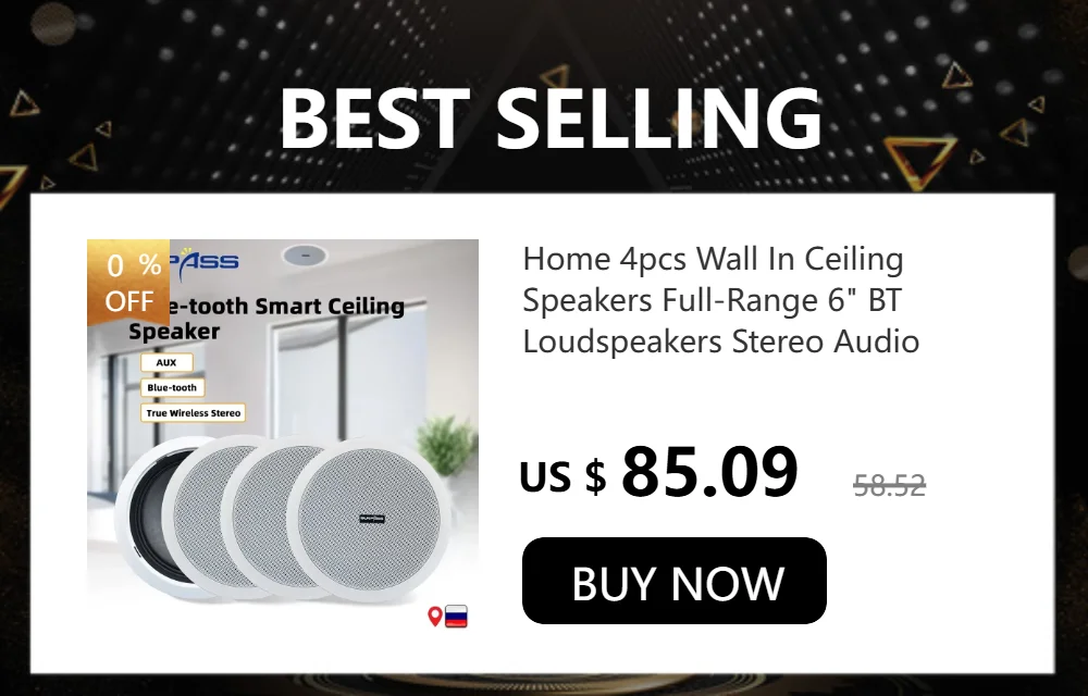 15W PA Sound System 6inch Home Passive In-ceiling Speaker HiFi Recessed Full Range Music Loudspeaker for Hotel Office Gym House