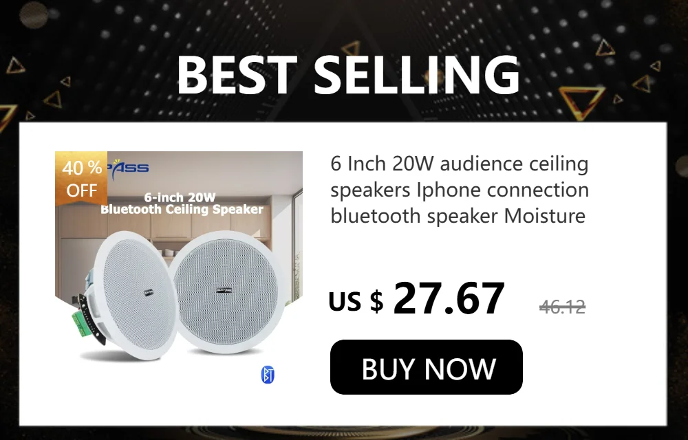 15W PA Sound System 6inch Home Passive In-ceiling Speaker HiFi Recessed Full Range Music Loudspeaker for Hotel Office Gym House