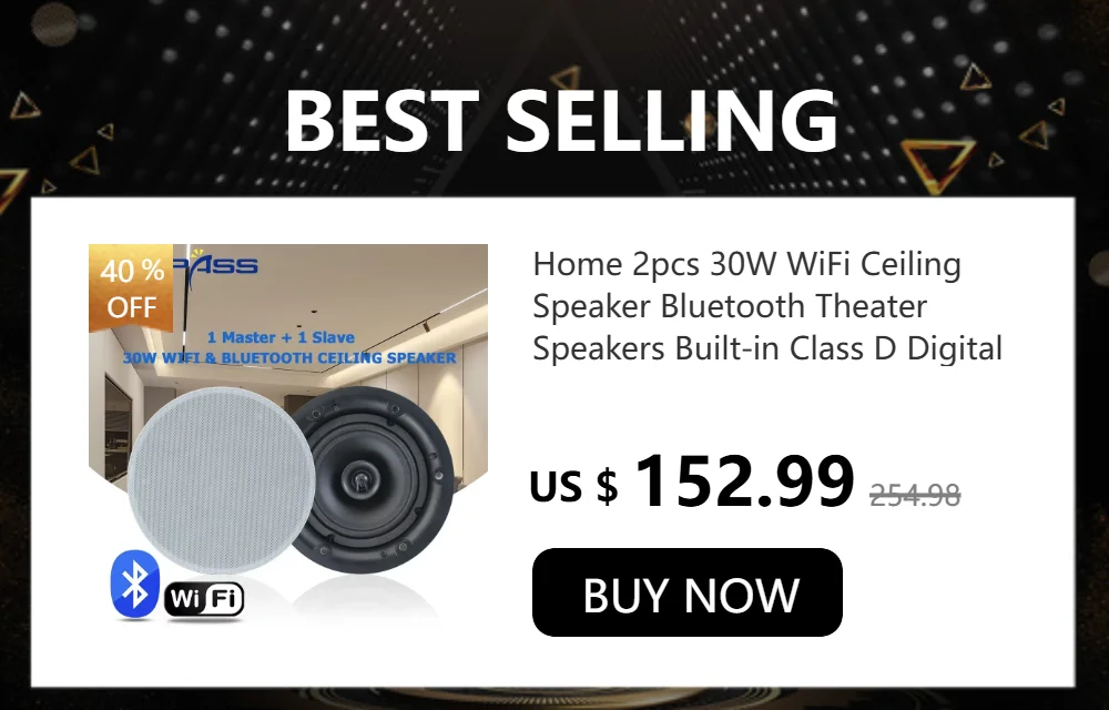 15W PA Sound System 6inch Home Passive In-ceiling Speaker HiFi Recessed Full Range Music Loudspeaker for Hotel Office Gym House