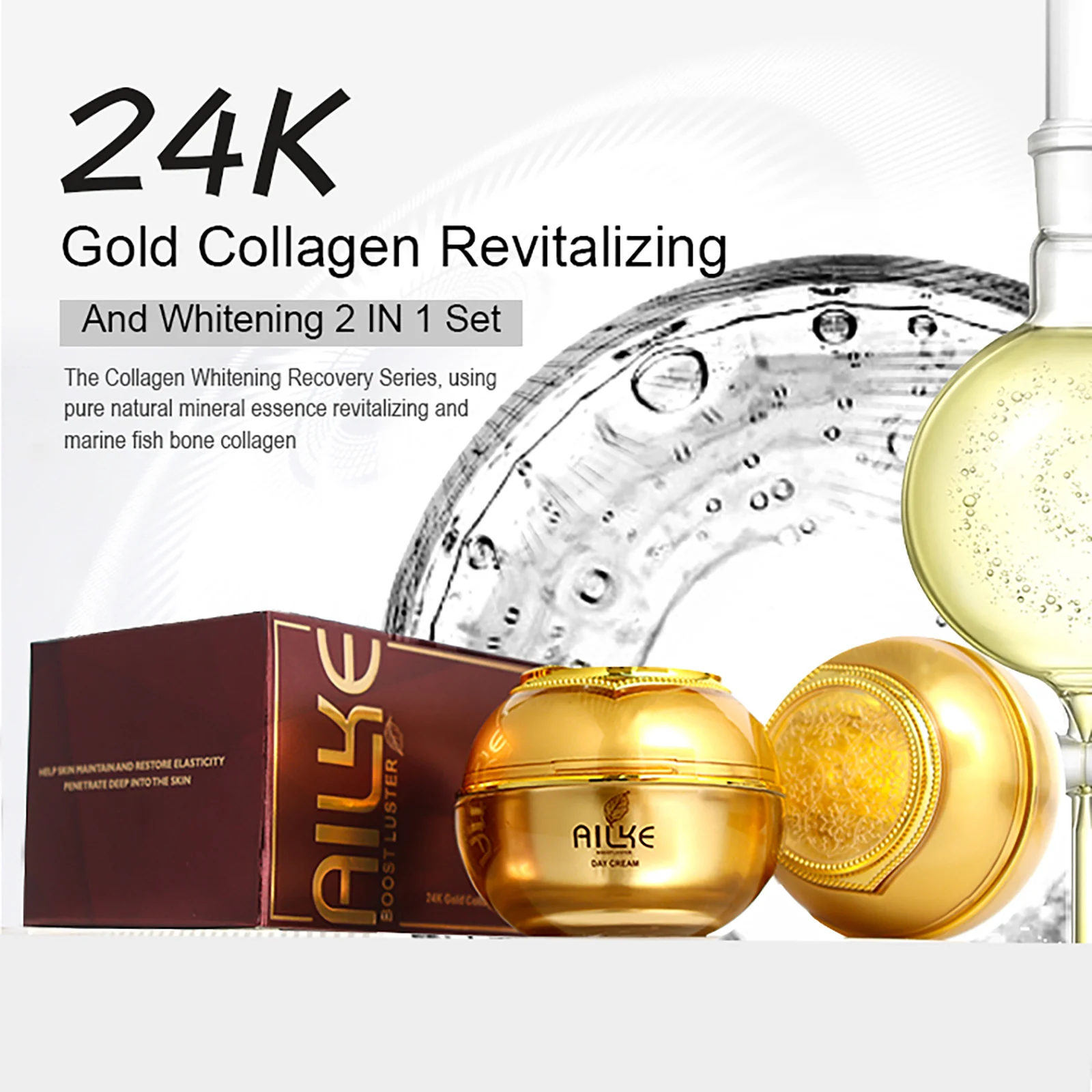 AILKE Whitening Skin Care Set, Reduce Wrinkles, Dark Spots, Even Skin Tone, Women Beauty Cosmetics for All Skin Types
