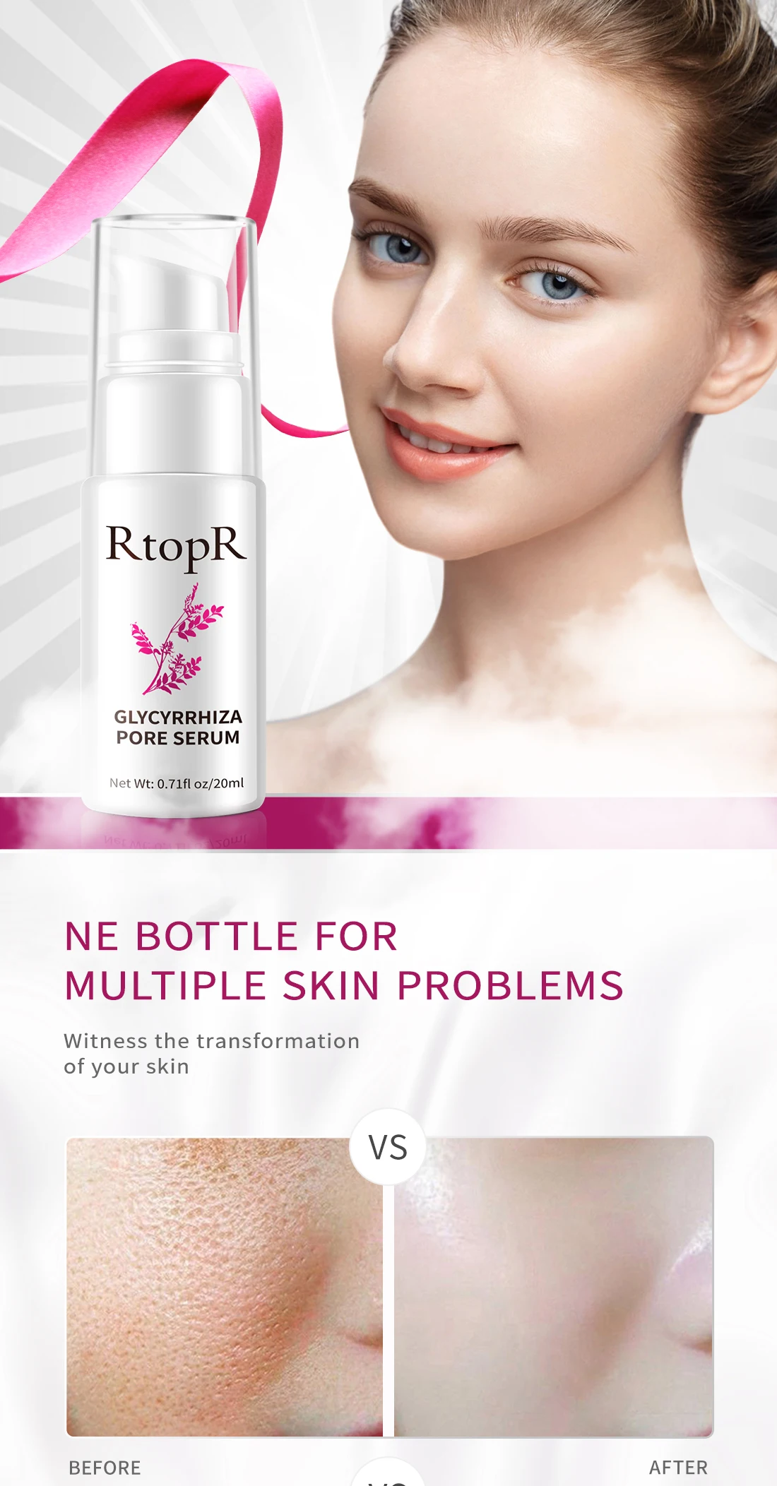 Pore Shrinking Essence Face Repair Essential Oil Repairing Shrinking Pores Whitening Moisturizing Remove Blackheads Face Care