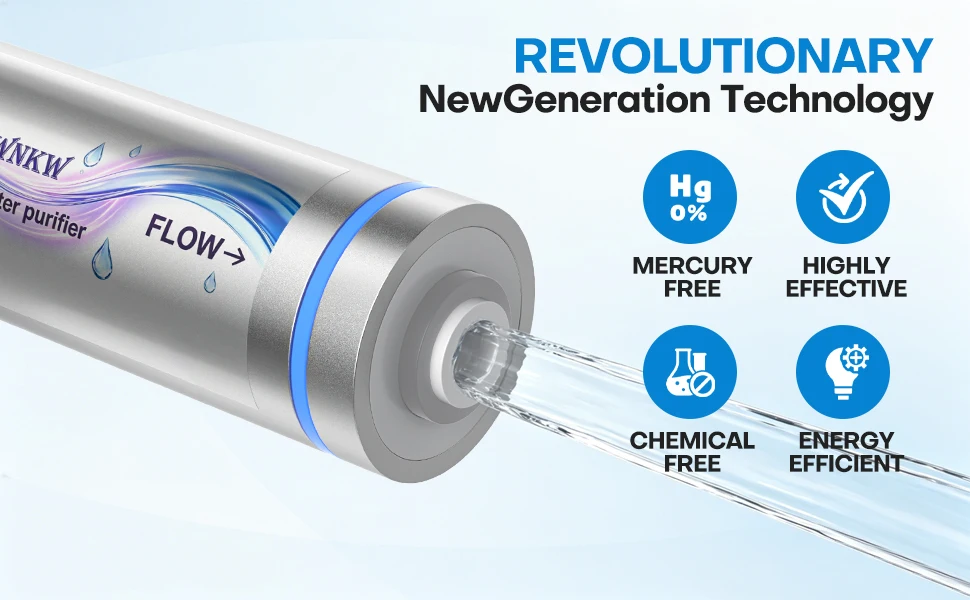 OSWNKW LED-UV Under Sink Water Purifier, UVC Water Sterilizer with Smart Flow Sensor, for RO System, Kitchen, RV & Boat