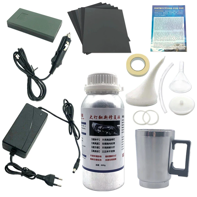 Headlight Polishing Kit Polish Car Headlights 800ML Liquid Polymer Faros Car Headlight Restoration Polish Car Headlamp Polish