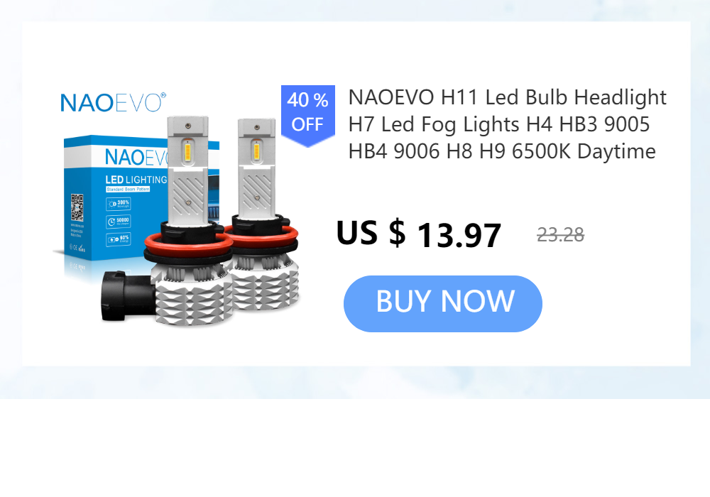 NAOEVO H7 H4 LED 60W 20000LM Car Headlight H1 H8 H9 H11 LED Bulb HB5 9007 H13 9005 HB3 9006 HB4 Auto Fog Lighting Car Accessorie