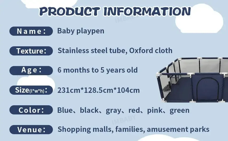 Imbaby Cercadinho Para Bebês, Tamanho Grande, Barreira De Segurança Infantil, Bolas Secas, Piscina, Meia Para Recém-Nascidos, Pa