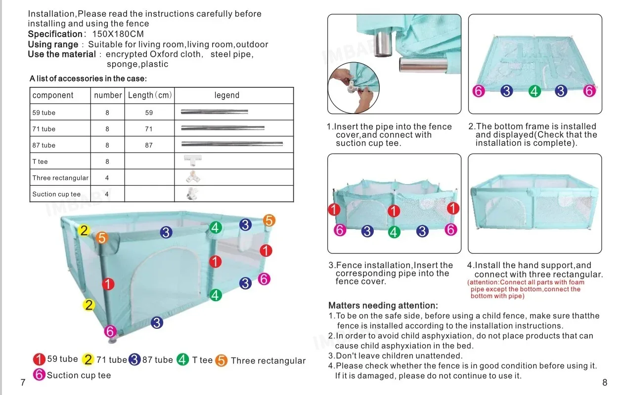 Imbaby Cercadinho Para Bebês, Tamanho Grande, Barreira De Segurança Infantil, Bolas Secas, Piscina, Meia Para Recém-Nascidos, Pa