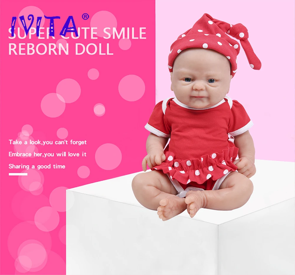 IVITA 100% Silicone Reborn Baby Dolls Painted Realistic Newborn Lifelike Bebe Doll Wholesale Toys for Children Christmas Gift